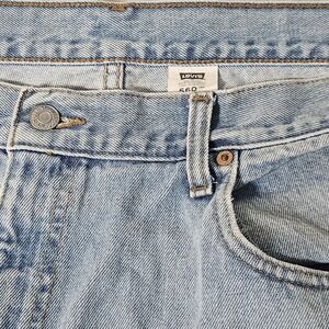 VTG Levi's 560 Jeans Comfort Fit Y2K Blue 36x33 Men's Light Wash Black Batwing